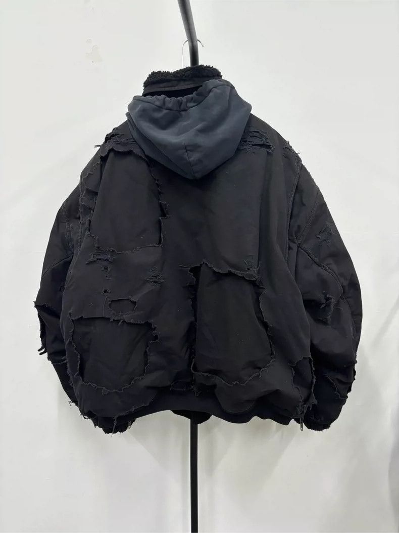 Pre-owned Balenciaga Unity Destroyed Bomber In Black | ModeSens