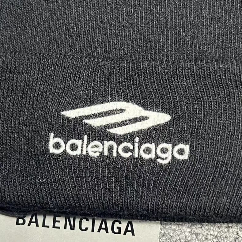Balenciaga Balenciaga Black Logo Acrylic Knit Hat Size ONE SIZE - 2 Thumbnail