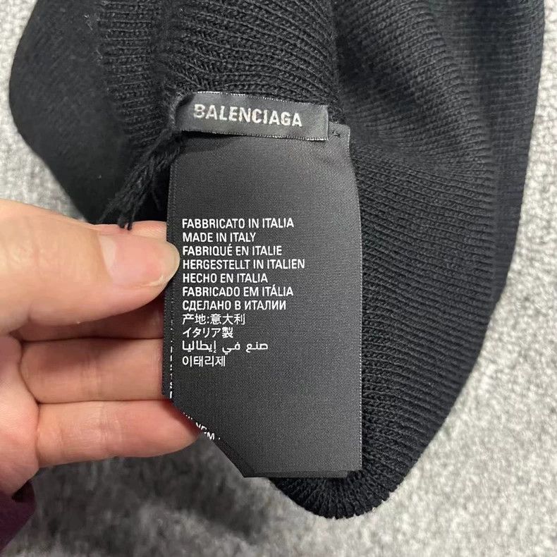Balenciaga Balenciaga Black Logo Acrylic Knit Hat Size ONE SIZE - 4 Thumbnail
