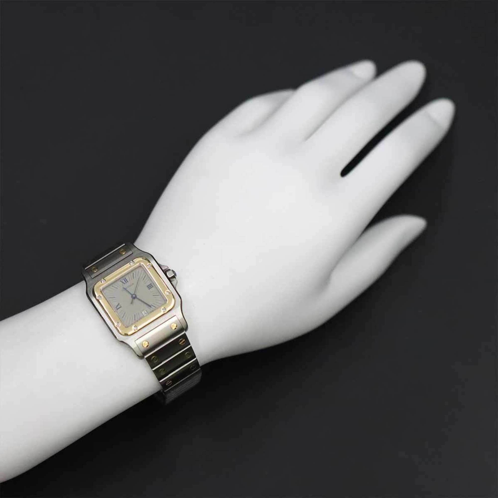 Cartier Cartier Santos Galbe LM Combi W20023C4 Men's Watch Date Gray K18YG Yellow Gold Quartz Size ONE SIZE - 3 Thumbnail