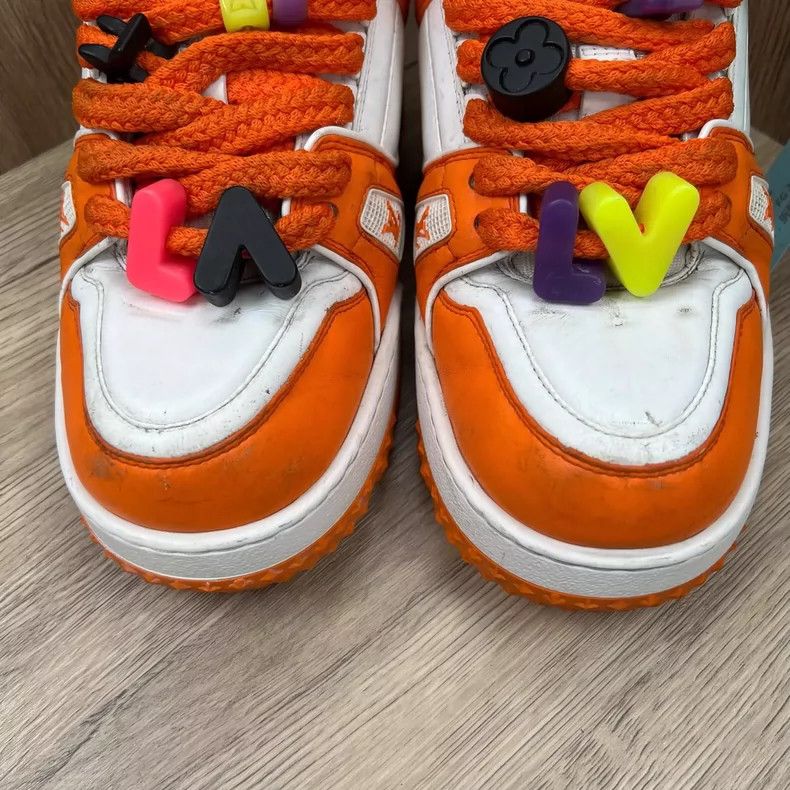 Louis Vuitton LV Louis Vuitton Trainer Sneakers Orange and White Size US 9 / EU 42 - 2 Thumbnail