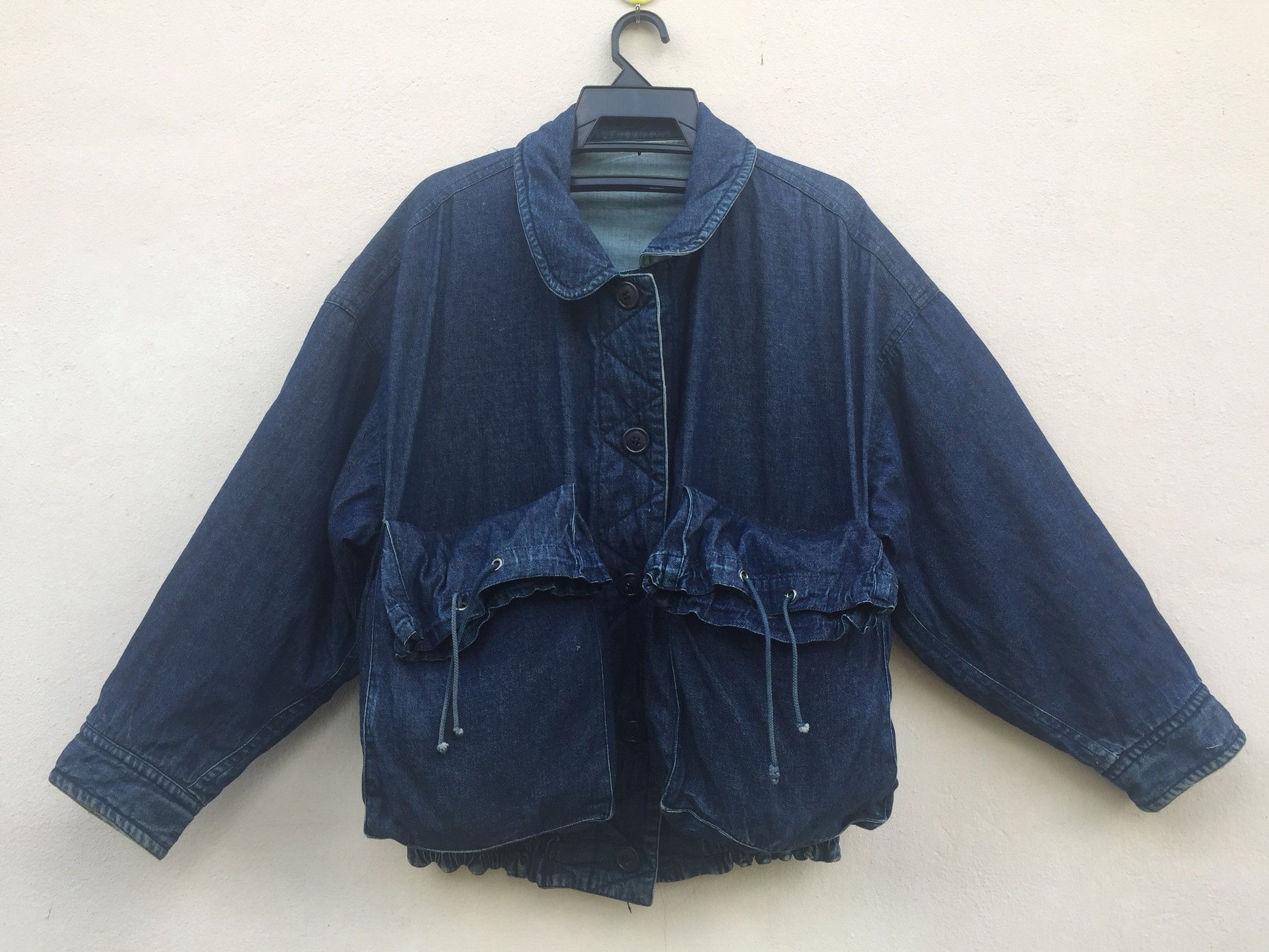 Issey Miyake × Tsumori Chisato Reversible MA-1 Distressed Bomber Baggy Denim Jacket Size US L / EU 52-54 / 3 - 3 Thumbnail