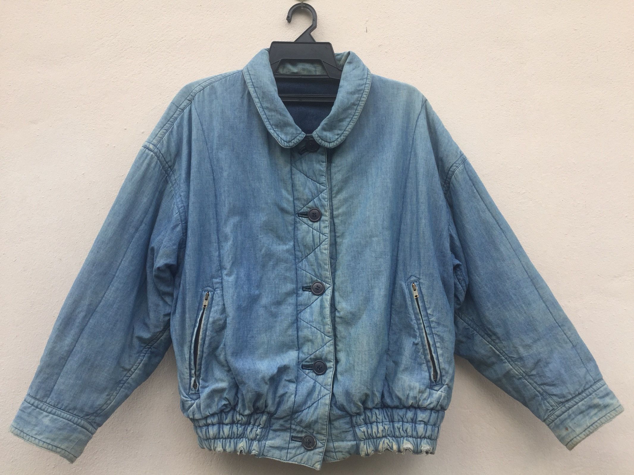 Issey Miyake × Tsumori Chisato Reversible MA-1 Distressed Bomber Baggy Denim Jacket Size US L / EU 52-54 / 3 - 2 Thumbnail