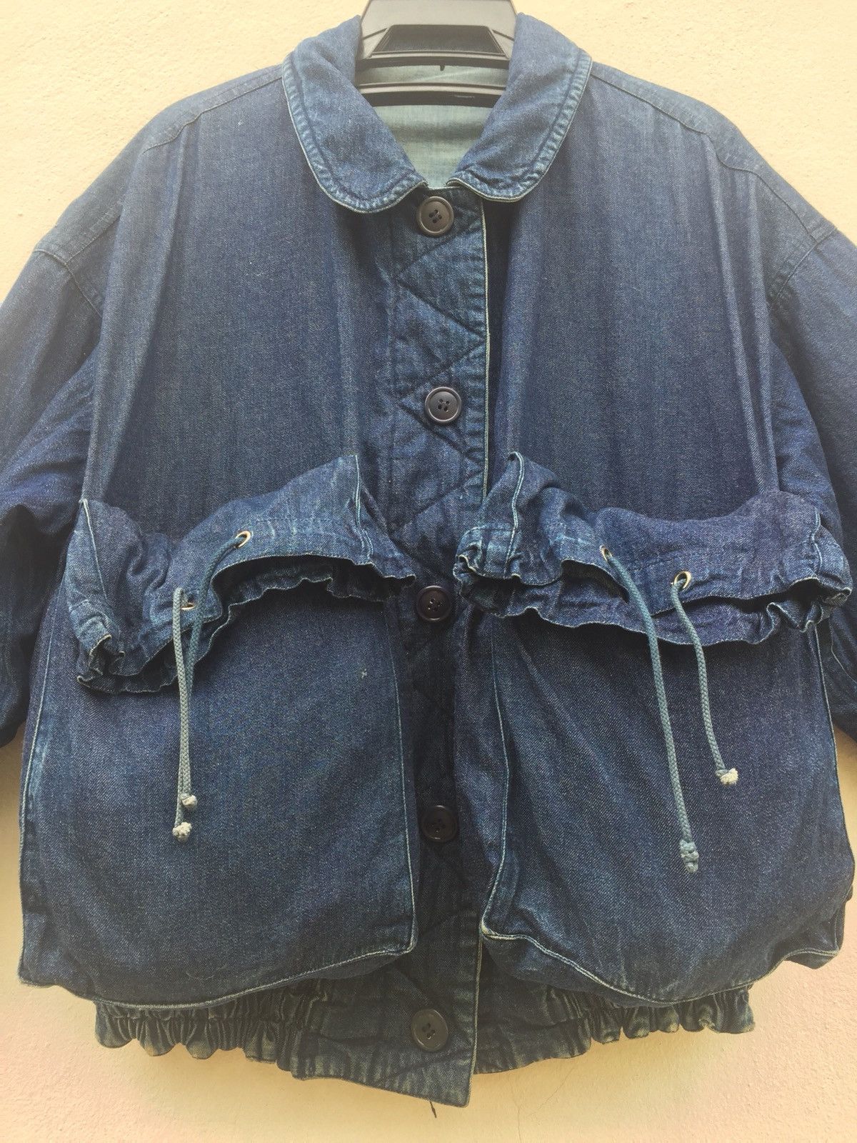 Issey Miyake × Tsumori Chisato Reversible MA-1 Distressed Bomber Baggy Denim Jacket Size US L / EU 52-54 / 3 - 10 Thumbnail