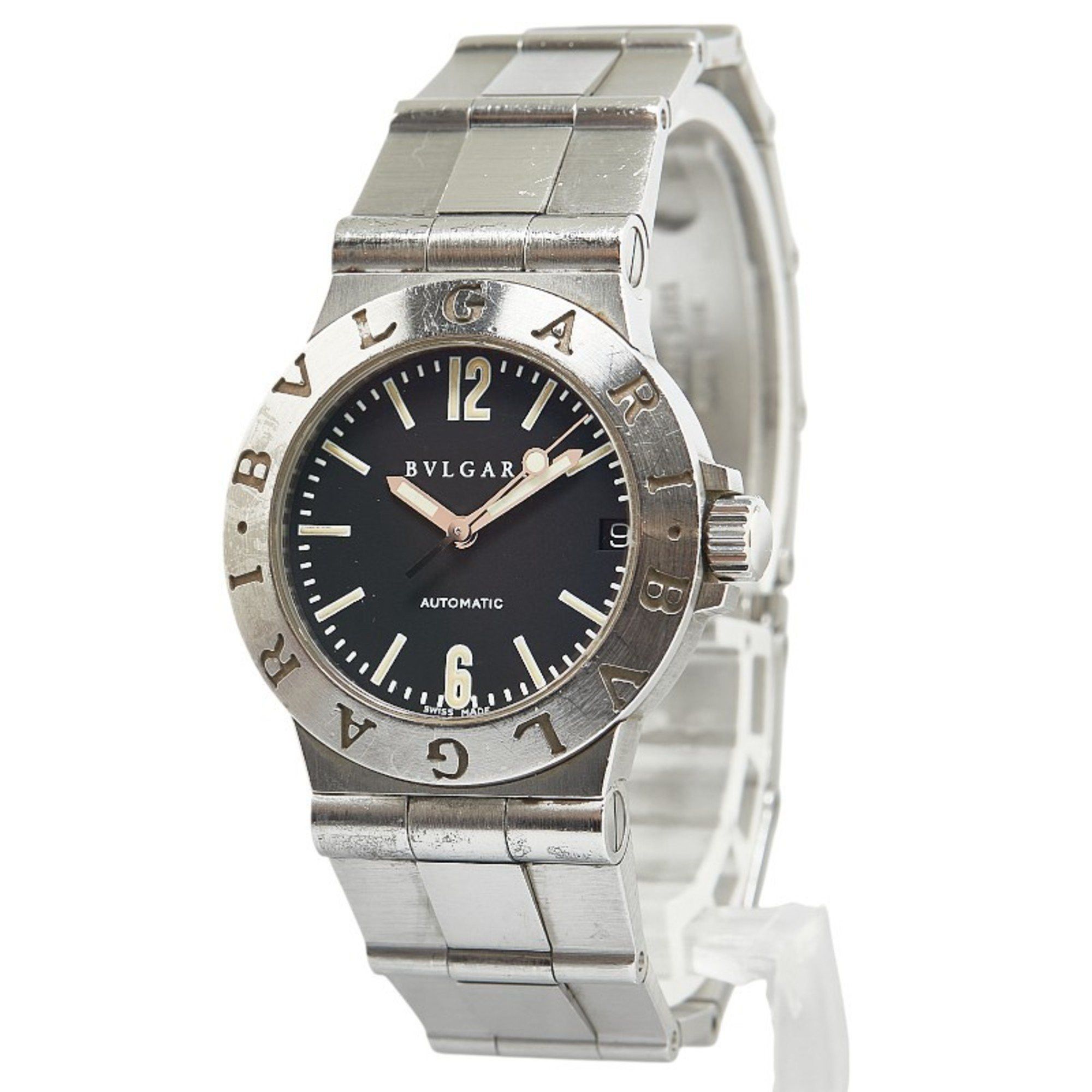 BVLGARI Diagono Sports Watch LCV29S Automatic Black Dial Stainless Steel Women\'s