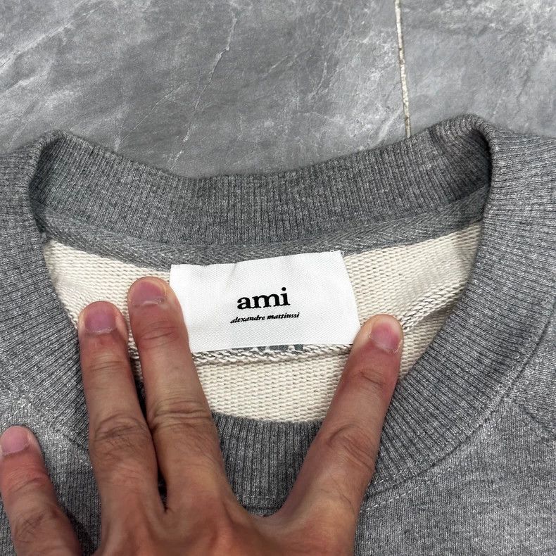 AMI Dark Gray Sweatshirt with Red Heart Embroidery Size US XL / EU 56 / 4 - 3 Thumbnail