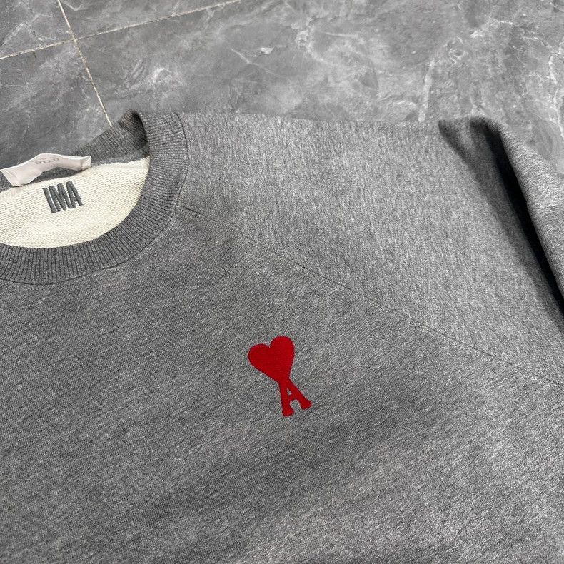 AMI Dark Gray Sweatshirt with Red Heart Embroidery Size US XL / EU 56 / 4 - 2 Thumbnail
