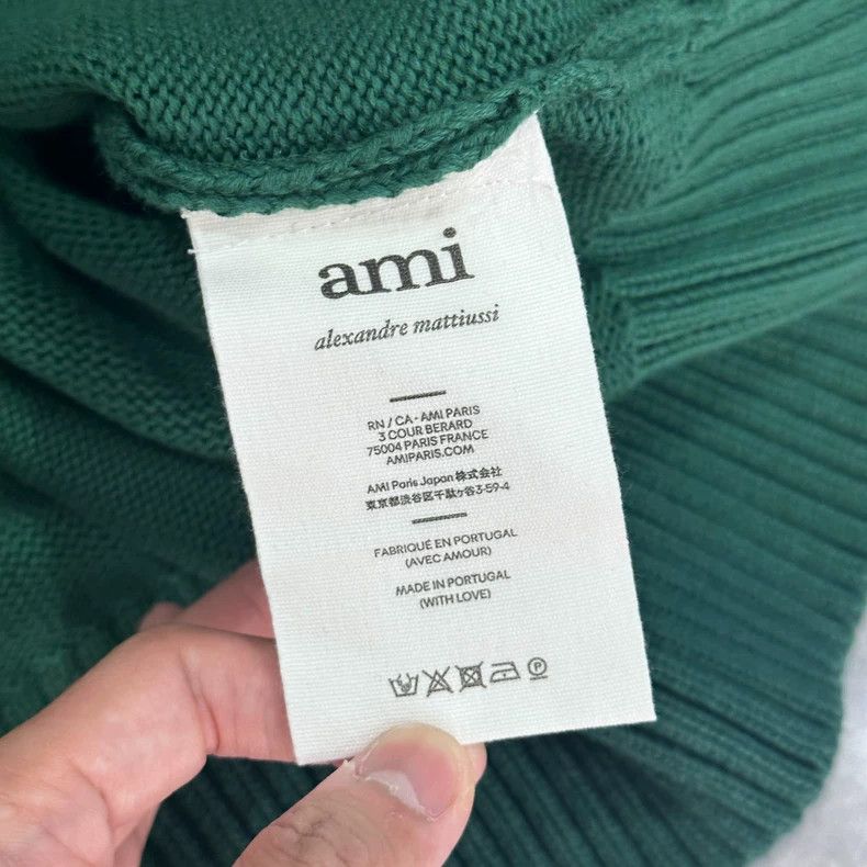 AMI Dark Green Knit Sweater with Red Heart Size US L / EU 52-54 / 3 - 5 Thumbnail
