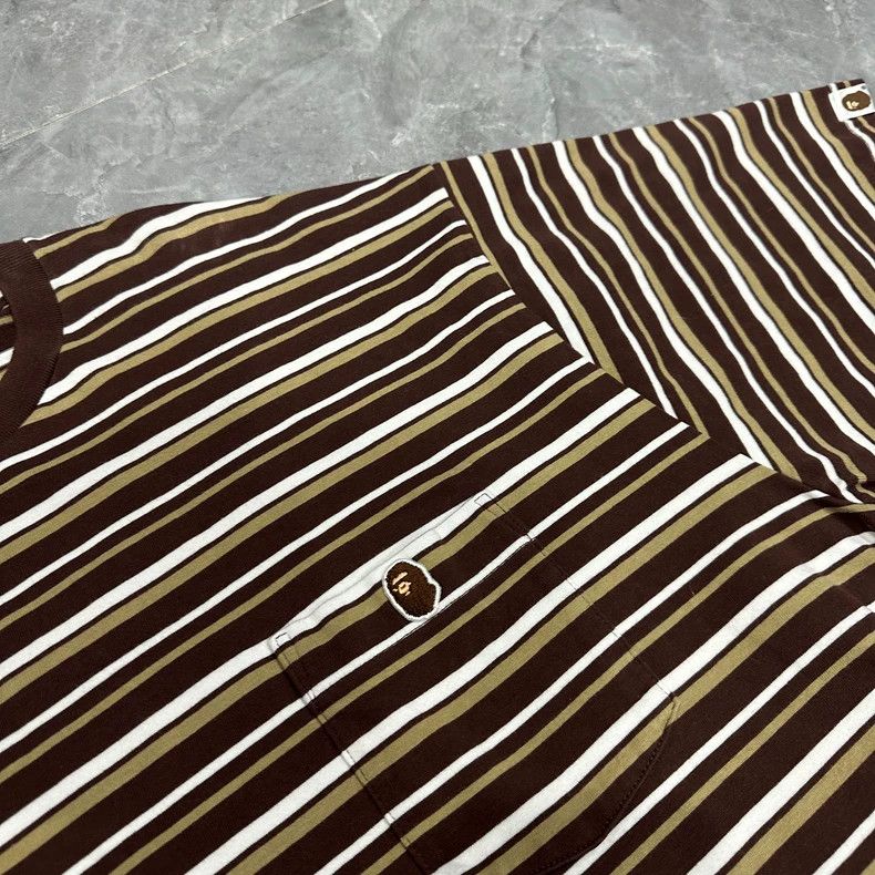 Bape Bape Brown Striped Short Sleeve Shirt Size US XXL / EU 58 / 5 - 3 Thumbnail