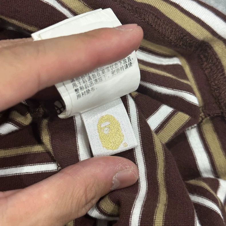Bape Bape Brown Striped Short Sleeve Shirt Size US XXL / EU 58 / 5 - 7 Thumbnail