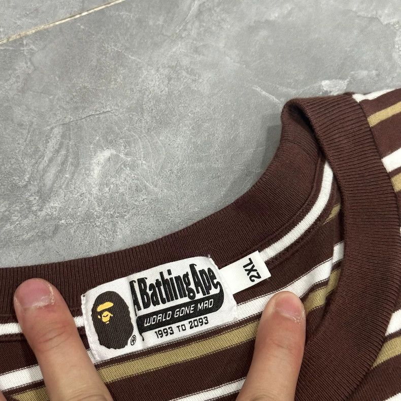 Bape Bape Brown Striped Short Sleeve Shirt Size US XXL / EU 58 / 5 - 5 Thumbnail