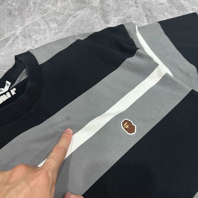 Bape Bape Black White Gray Striped Short Sleeve Shirt Size US XXL / EU 58 / 5 - 3 Thumbnail