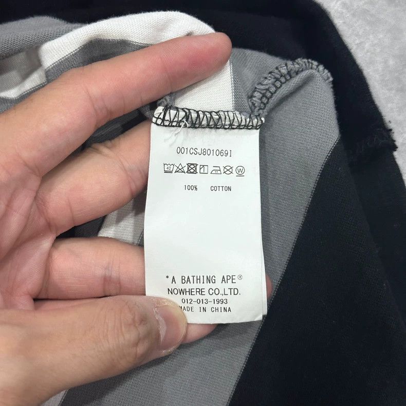 Bape Bape Black White Gray Striped Short Sleeve Shirt Size US XXL / EU 58 / 5 - 5 Thumbnail