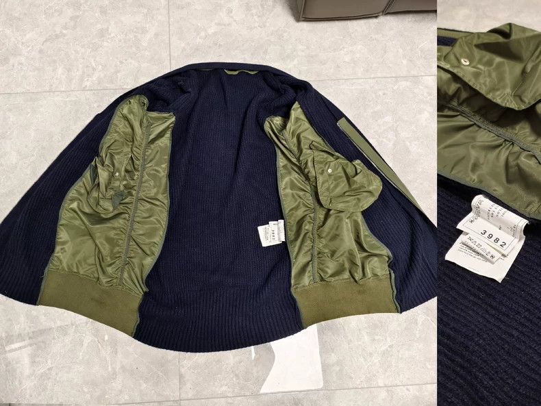 Sacai Sacai Long Wool Cardigan with Green Details Size US M / EU 48-50 / 2 - 4 Thumbnail