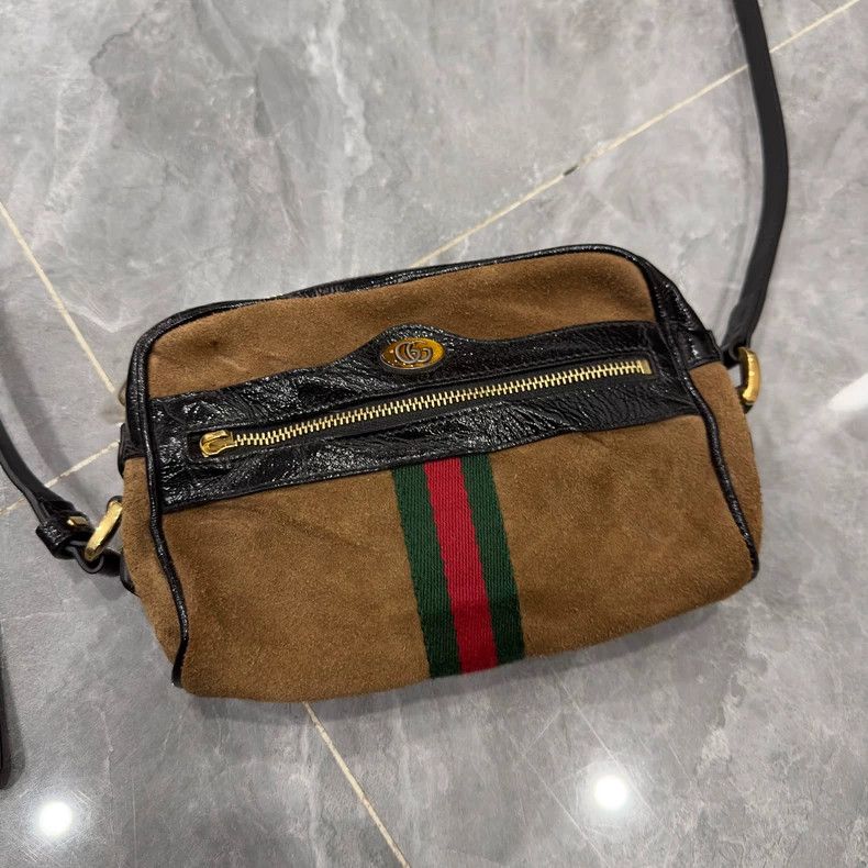 Gucci Gucci Ophidia Mocha Brown Suede Shoulder Bag Size ONE SIZE - 3 Thumbnail