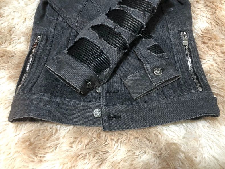 Balmain Balmain Black Denim Jacket with Distressed Details Size US L / EU 52-54 / 3 - 6 Thumbnail