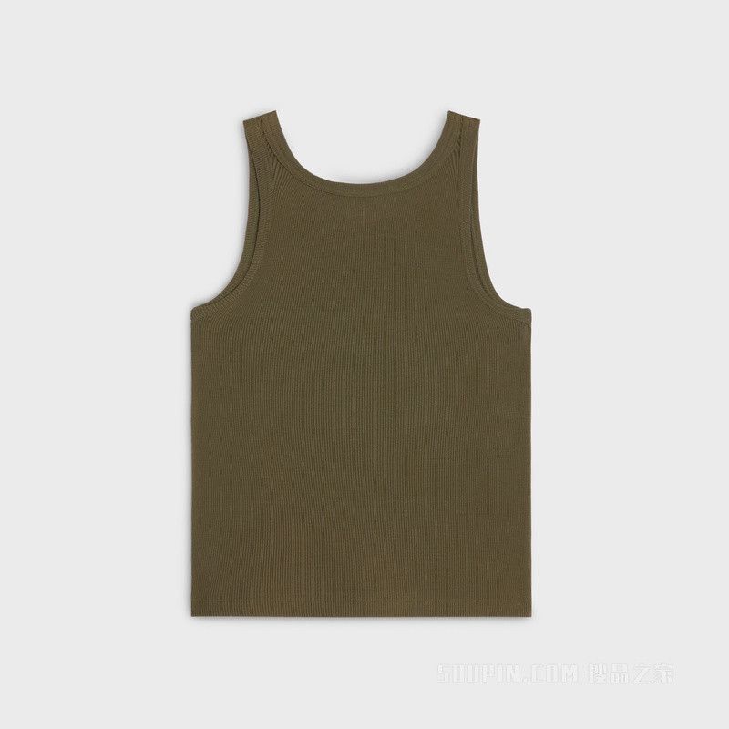 Celine triomphe tank top in ribbed silk jersey khaki Size US XS / EU 42 / 0 - 2 Thumbnail