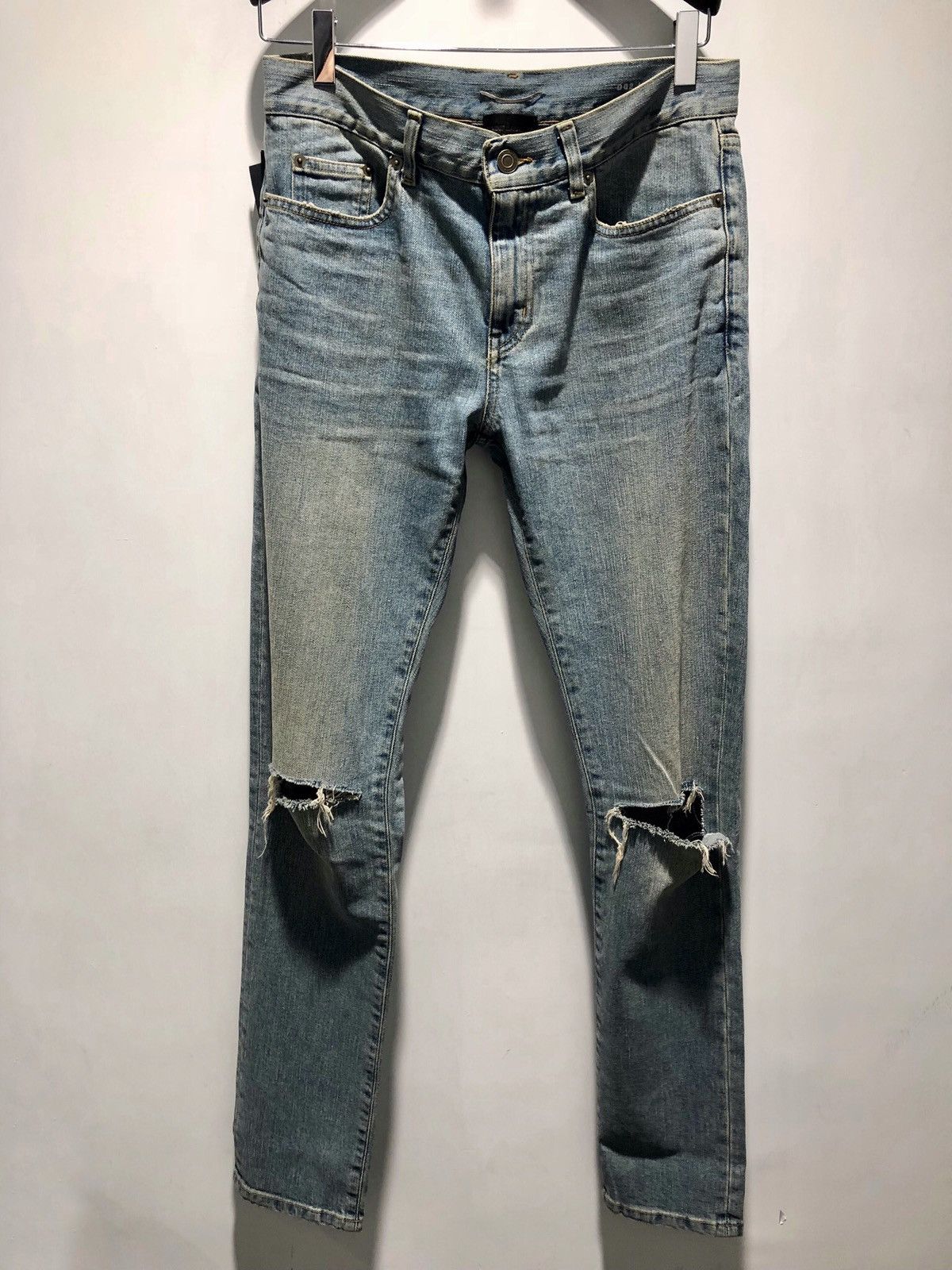 Hedi Slimane × Saint Laurent Paris 16SS Ripped Knee Blue