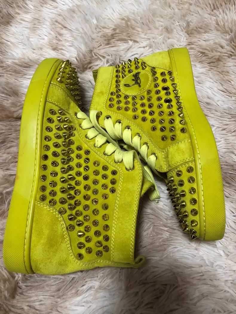 Christian Louboutin Christian Louboutin Yellow High Top Sneakers Size US 7.5 / EU 40-41 - 4 Thumbnail