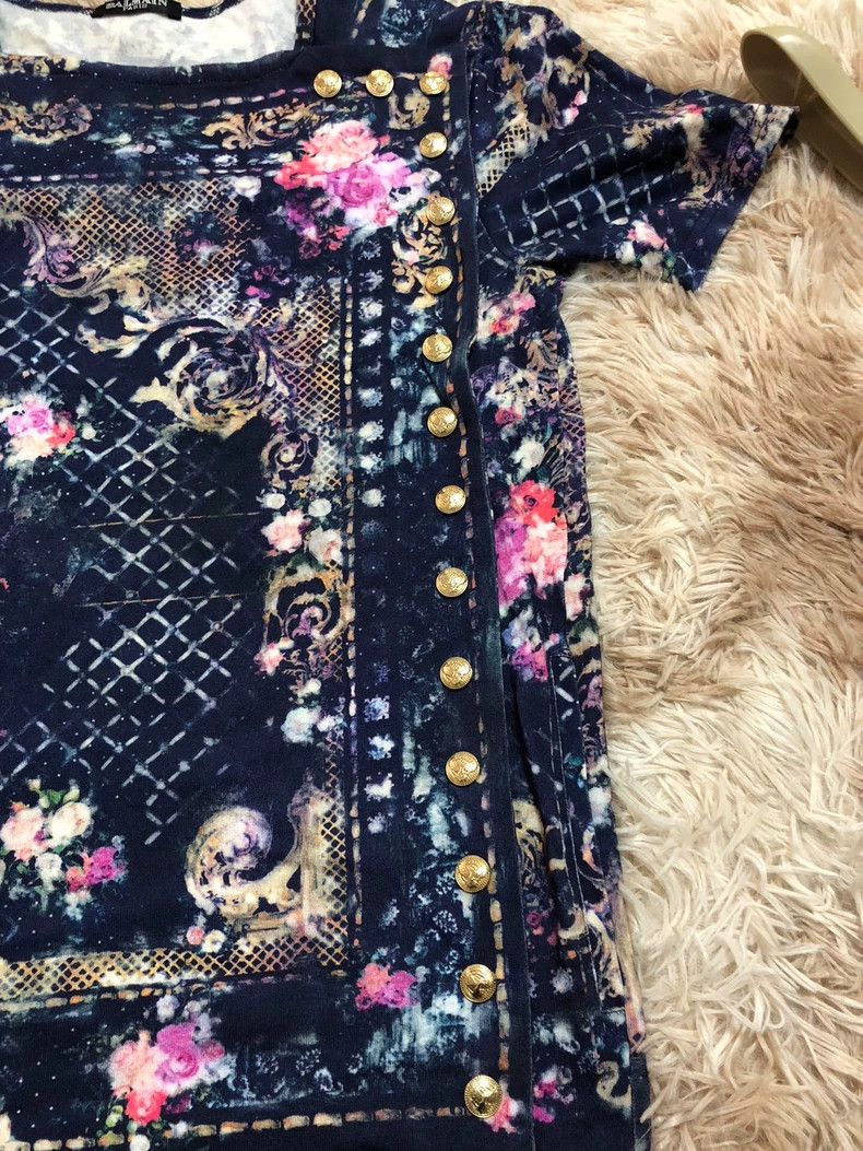 Balmain BALMAIN Women's Short Sleeve Floral Top Size US S / EU 44-46 / 1 - 4 Thumbnail
