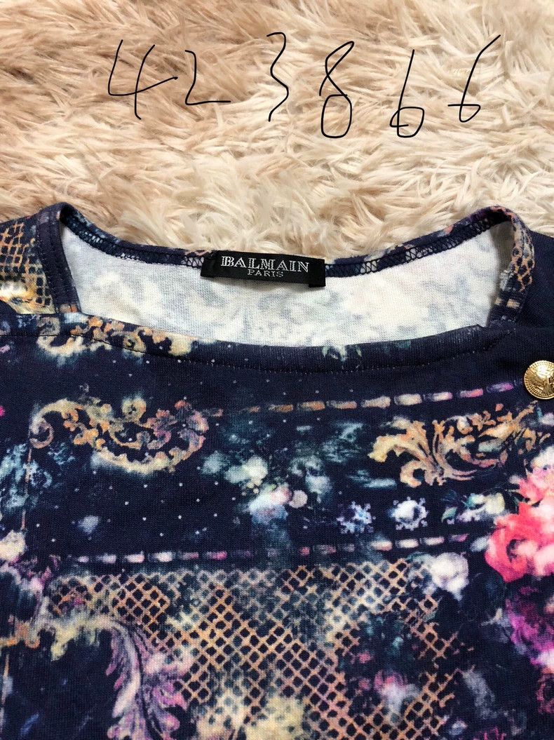 Balmain BALMAIN Women's Short Sleeve Floral Top Size US S / EU 44-46 / 1 - 3 Thumbnail