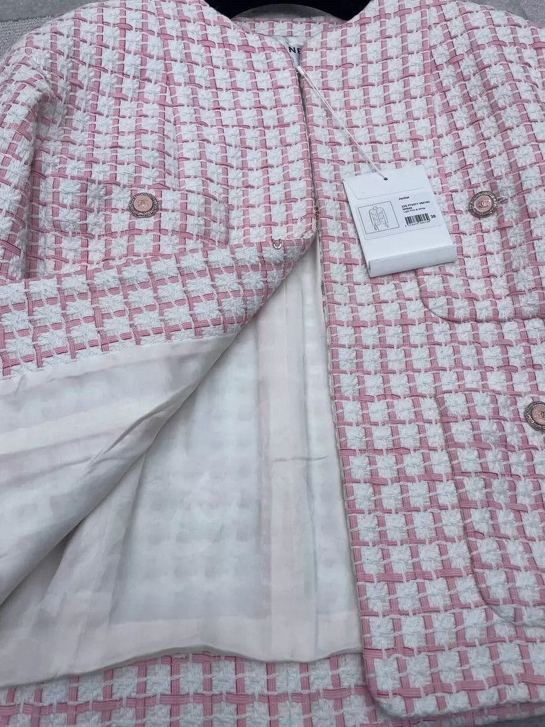 Chanel Chanel Pink Checkered Pocket Jacket Size US M / EU 48-50 / 2 - 5 Thumbnail