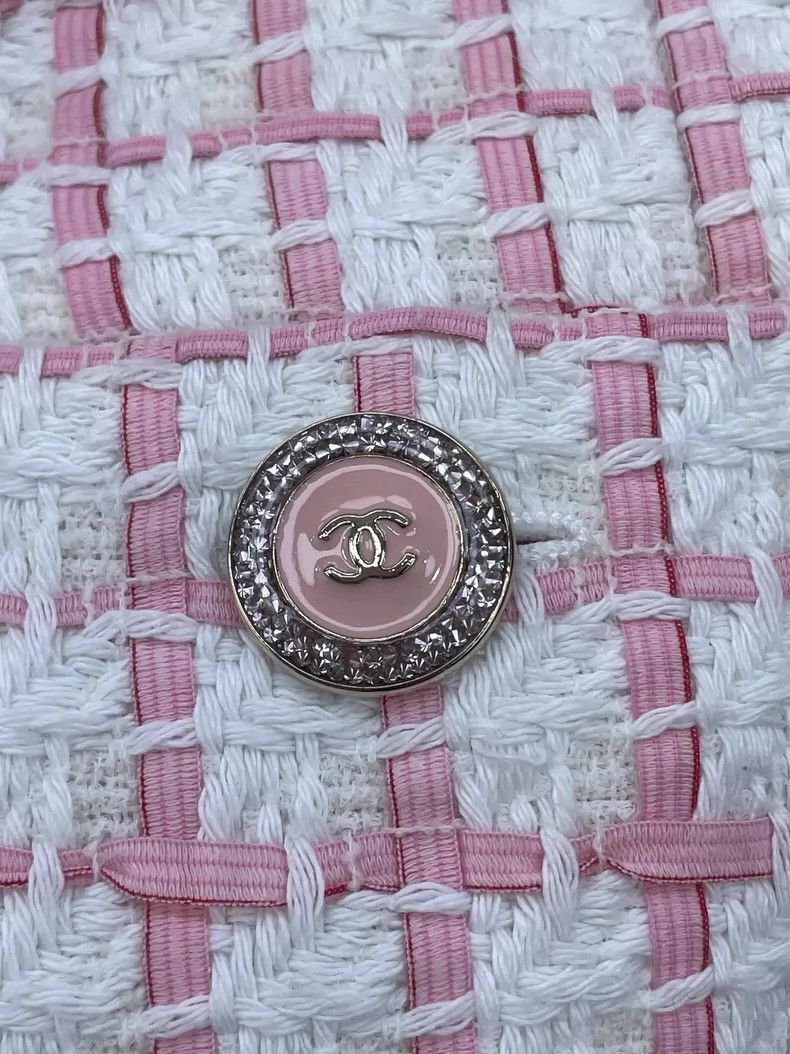 Chanel Chanel Pink Checkered Pocket Jacket Size US M / EU 48-50 / 2 - 4 Thumbnail