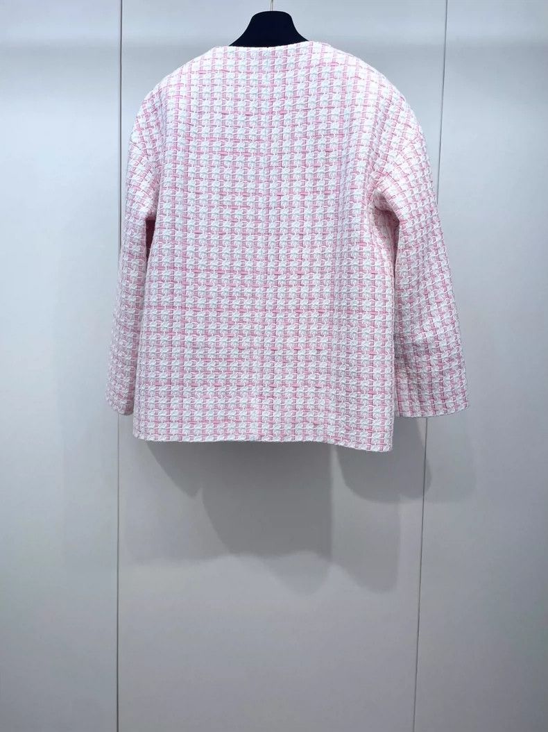 Chanel Chanel Pink Checkered Pocket Jacket Size US M / EU 48-50 / 2 - 2 Thumbnail