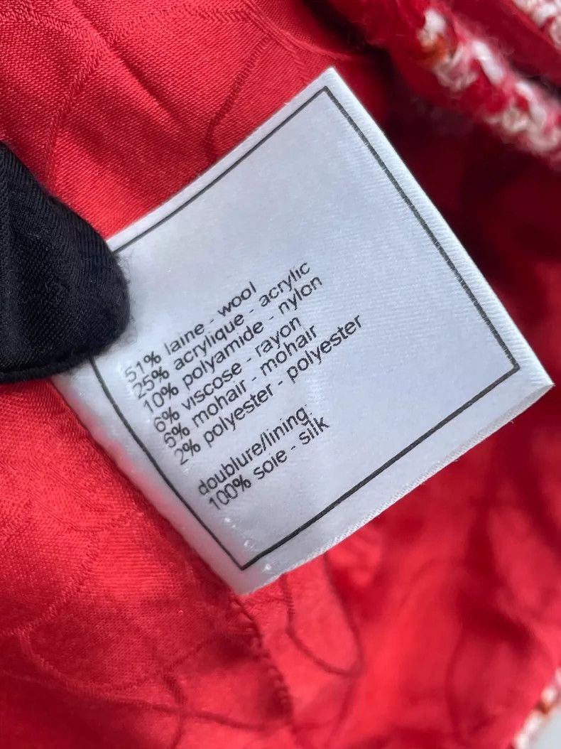 Chanel Chanel Red White Tweed Jacket Size US M / EU 48-50 / 2 - 8 Thumbnail