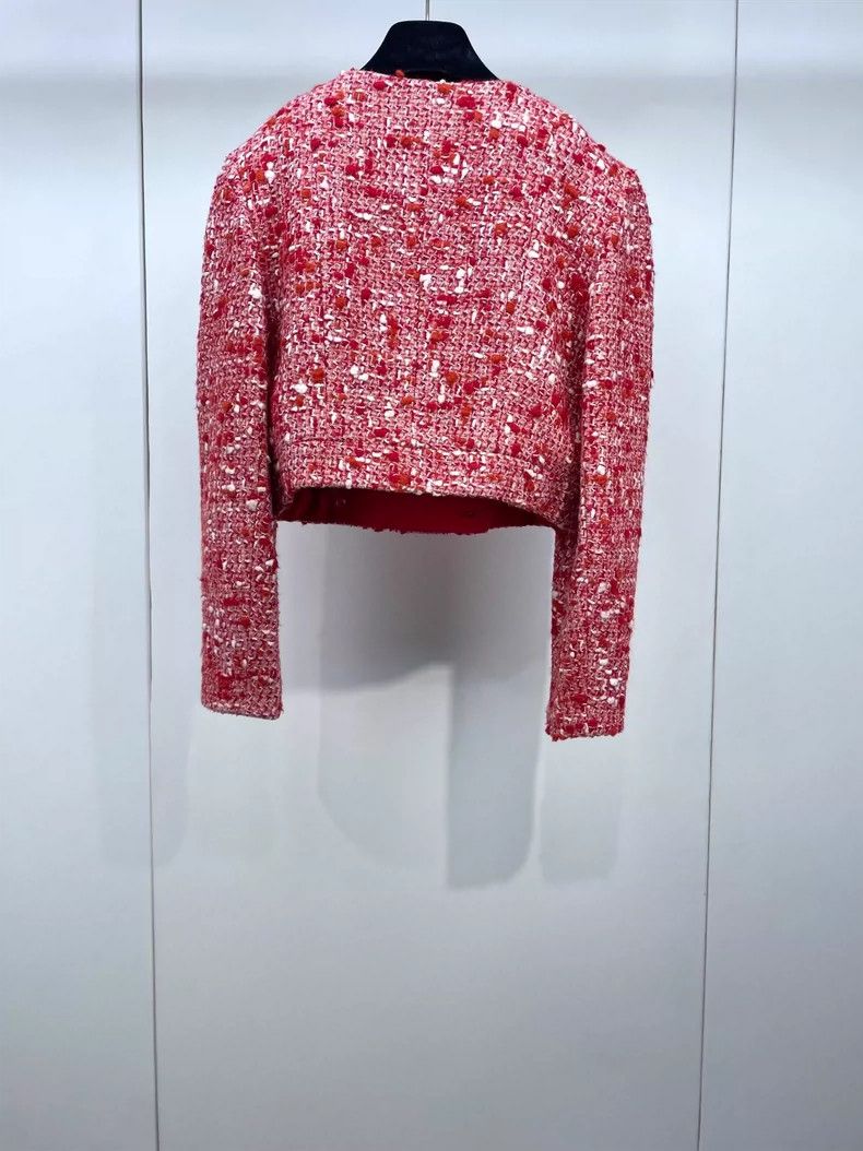 Chanel Chanel Red White Tweed Jacket Size US M / EU 48-50 / 2 - 2 Thumbnail