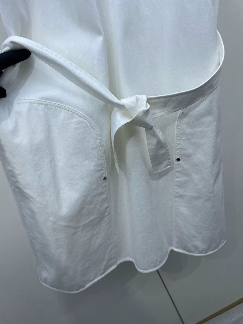 Hermes Hermes White V-neck Tie Waist Dress Size US 40 / EU 56 - 4 Thumbnail