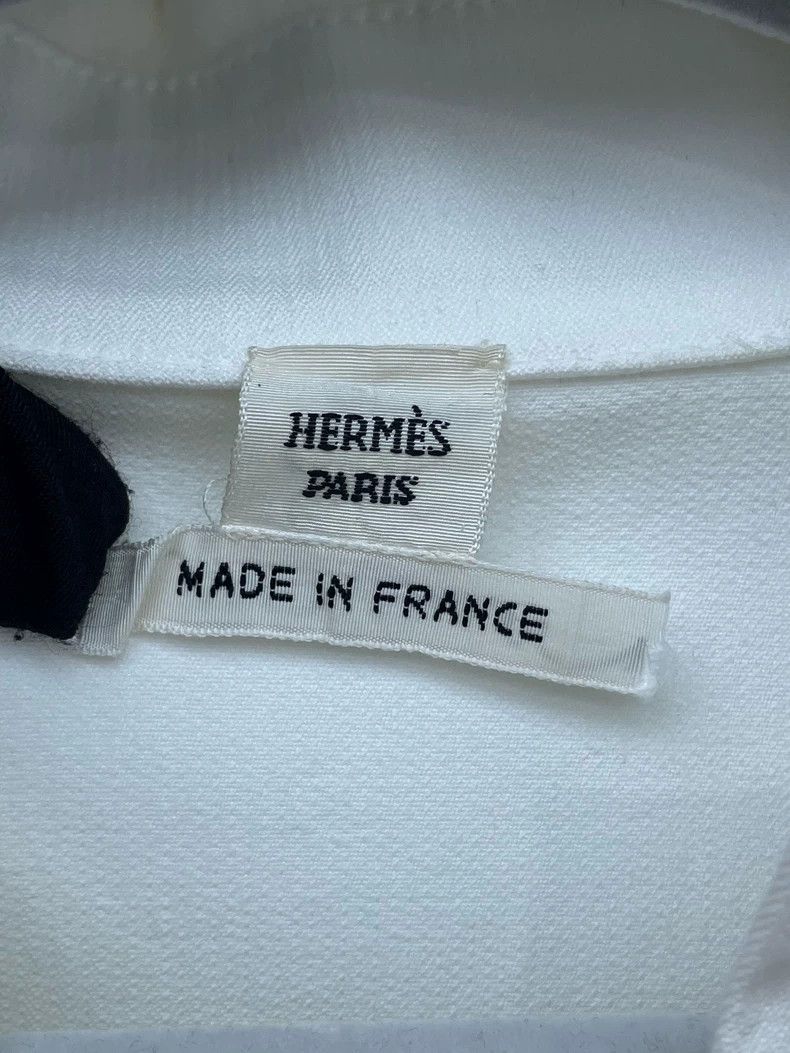 Hermes Hermes White V-neck Tie Waist Dress Size US 40 / EU 56 - 8 Thumbnail
