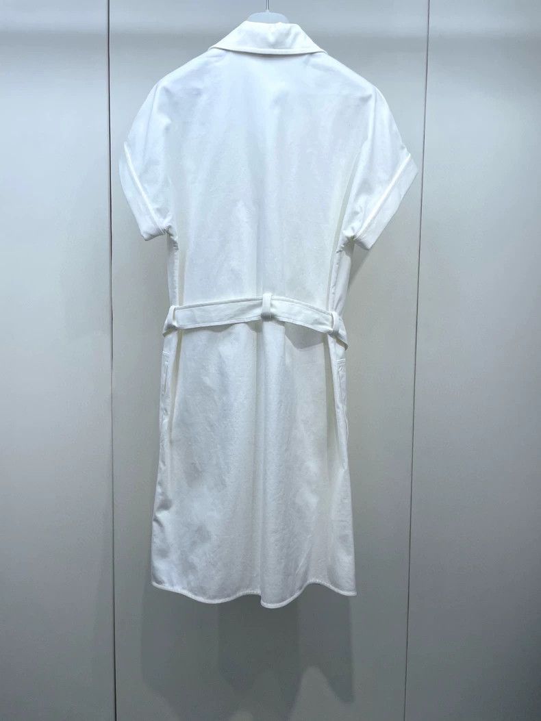 Hermes Hermes White V-neck Tie Waist Dress Size US 40 / EU 56 - 2 Thumbnail