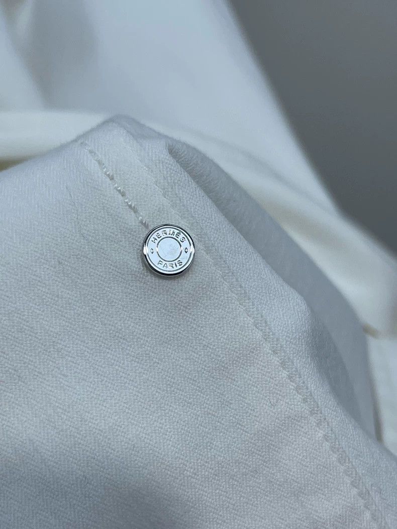 Hermes Hermes White V-neck Tie Waist Dress Size US 40 / EU 56 - 5 Thumbnail