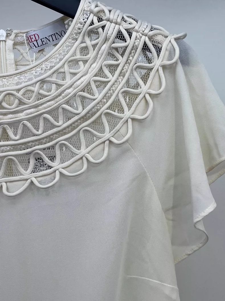 Valentino Lace Embellished Short Sleeve Top Size US L / EU 52-54 / 3 - 4 Thumbnail