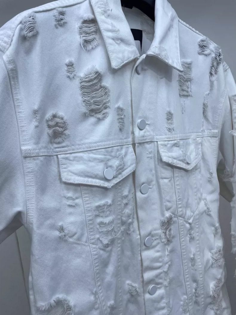 Alexander Wang Alexander Wang White Distressed Denim Jacket Size US M / EU 48-50 / 2 - 4 Thumbnail