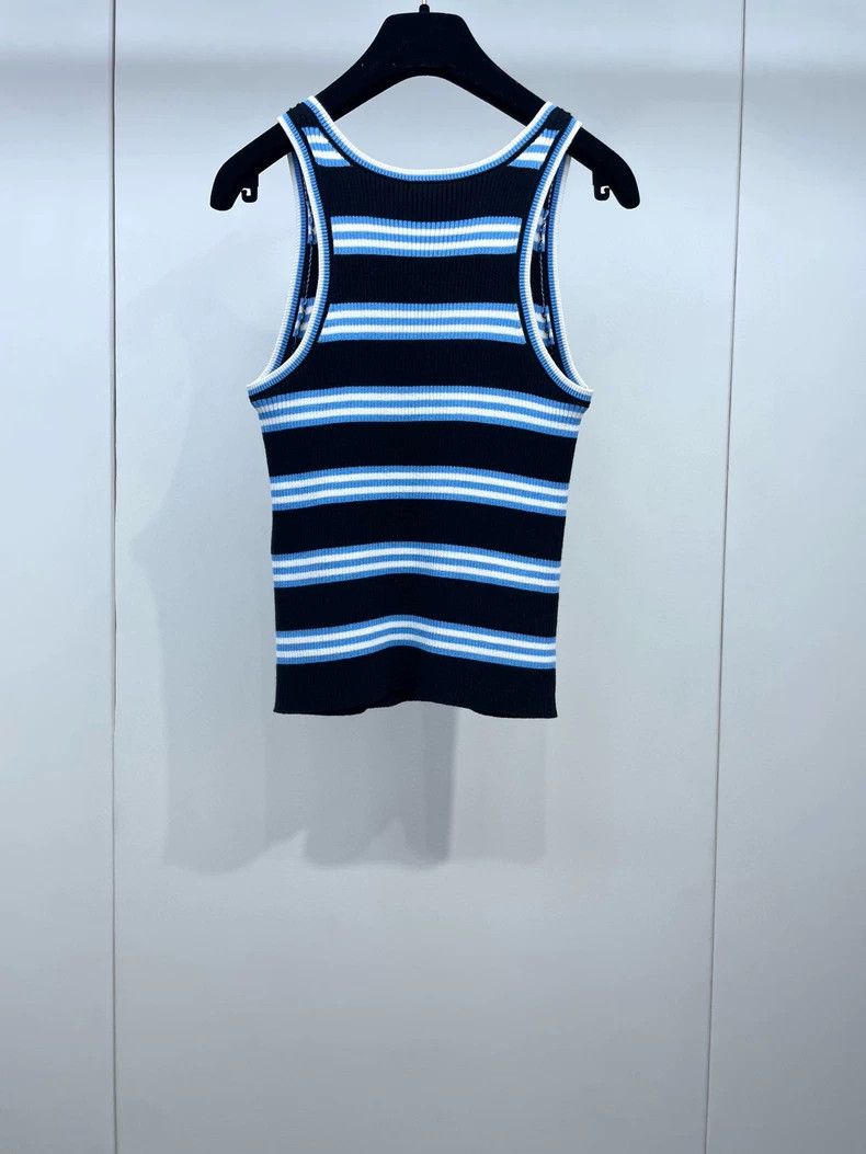 Chanel Chanel Blue Striped Knit Tank Top Size US S / EU 44-46 / 1 - 2 Thumbnail