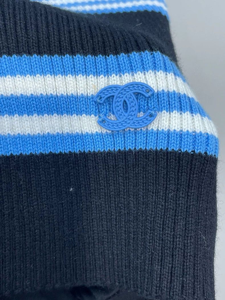 Chanel Chanel Blue Striped Knit Tank Top Size US S / EU 44-46 / 1 - 3 Thumbnail
