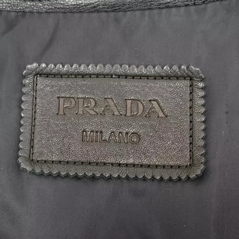 Prada Prada Black Pleated Leather Long Sleeve Jacket Size US S / EU 44-46 / 1 - 6 Thumbnail