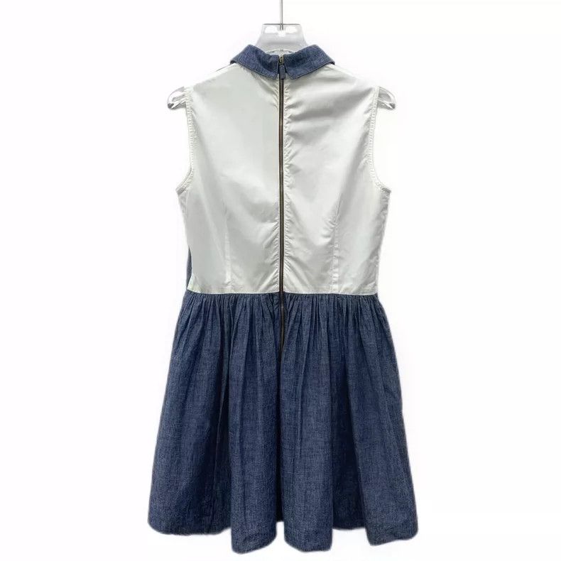 Prada MiuMiu Blue Cotton Sleeveless Denim Dress Size US 40 / EU 56 - 2 Thumbnail