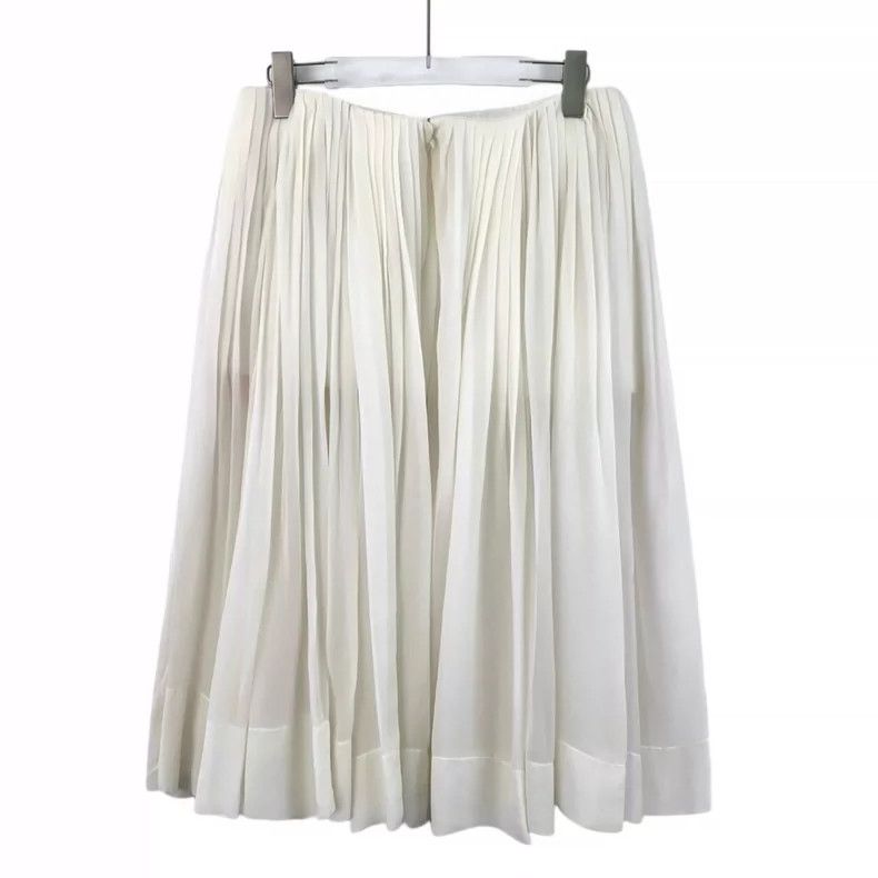 Celine Celine Pleated Midi Skirt in Off-White Size US 38 / EU 54 - 2 Thumbnail