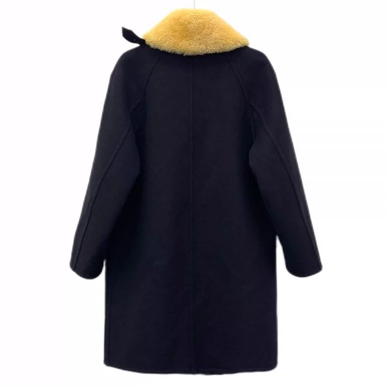 Louis Vuitton Louis Vuitton Black Wool Coat with Fur Collar Size US S / EU 44-46 / 1 - 2 Thumbnail