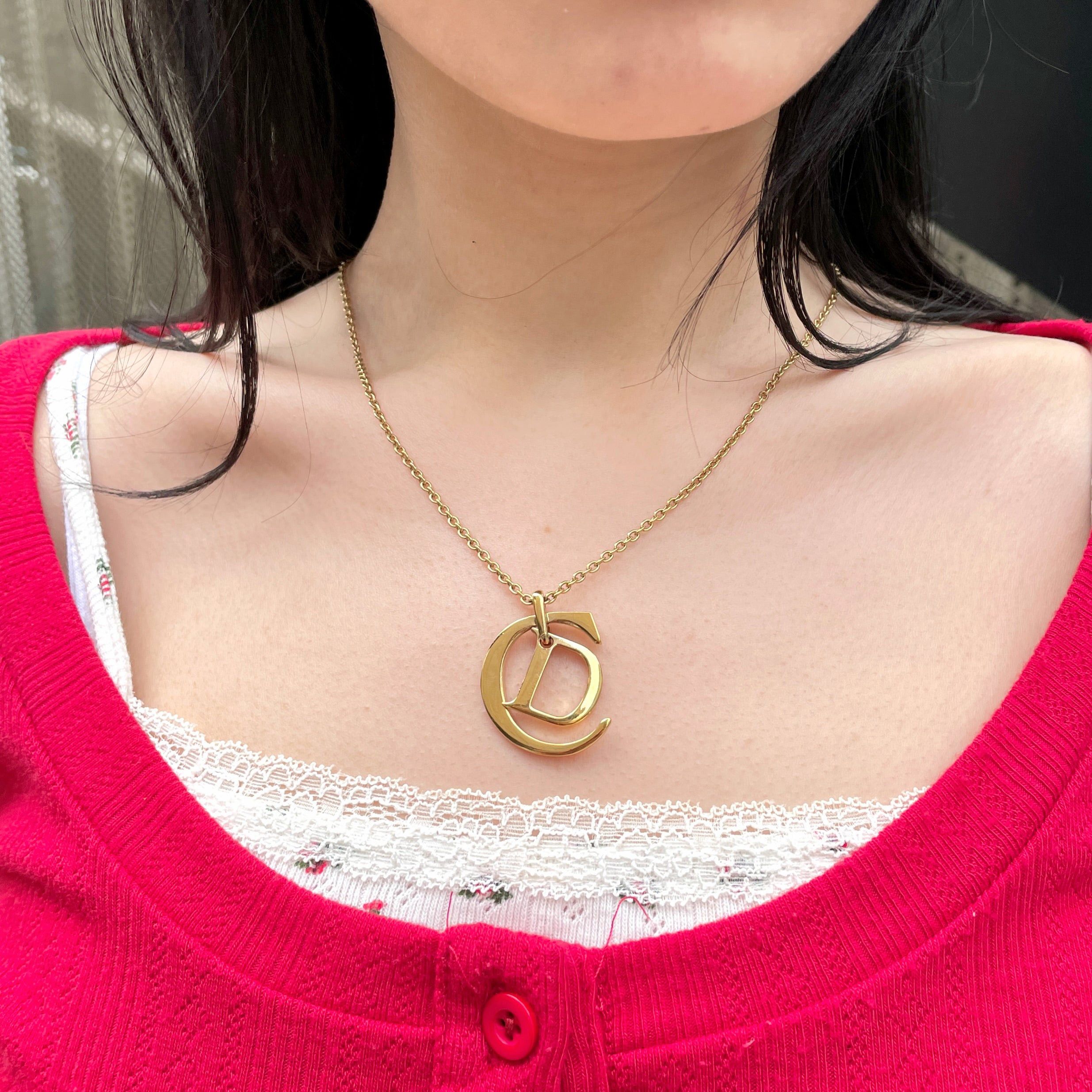 Dior Christian Dior Cd Logo Pendant Thin Chain Necklace Gp Size ONE SIZE - 2 Thumbnail