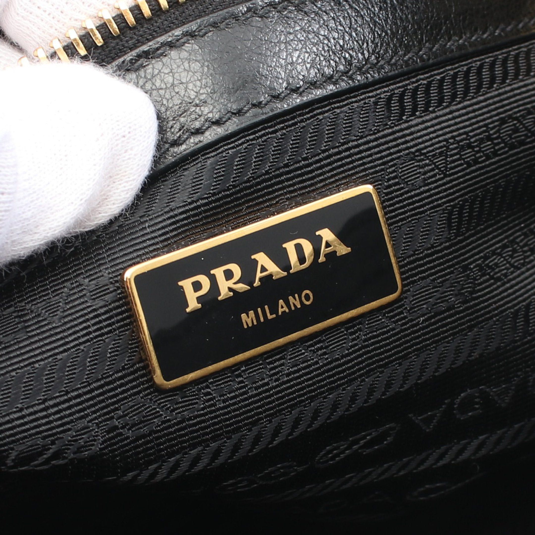 Prada Prada Handbag Leather Black Size ONE SIZE - 4 Thumbnail