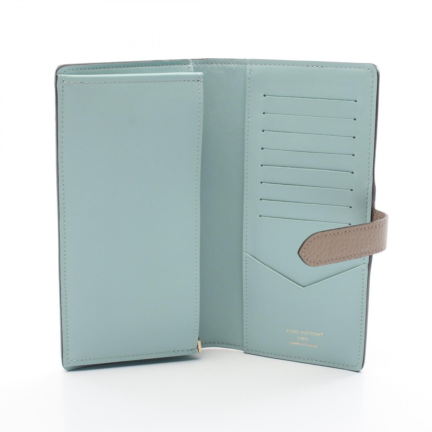 Louis Vuitton Louis Vuitton Lv Vertical Wallet Carré Bi-Fold Long Taurillon Leather Gray Beige Size ONE SIZE - 3 Thumbnail