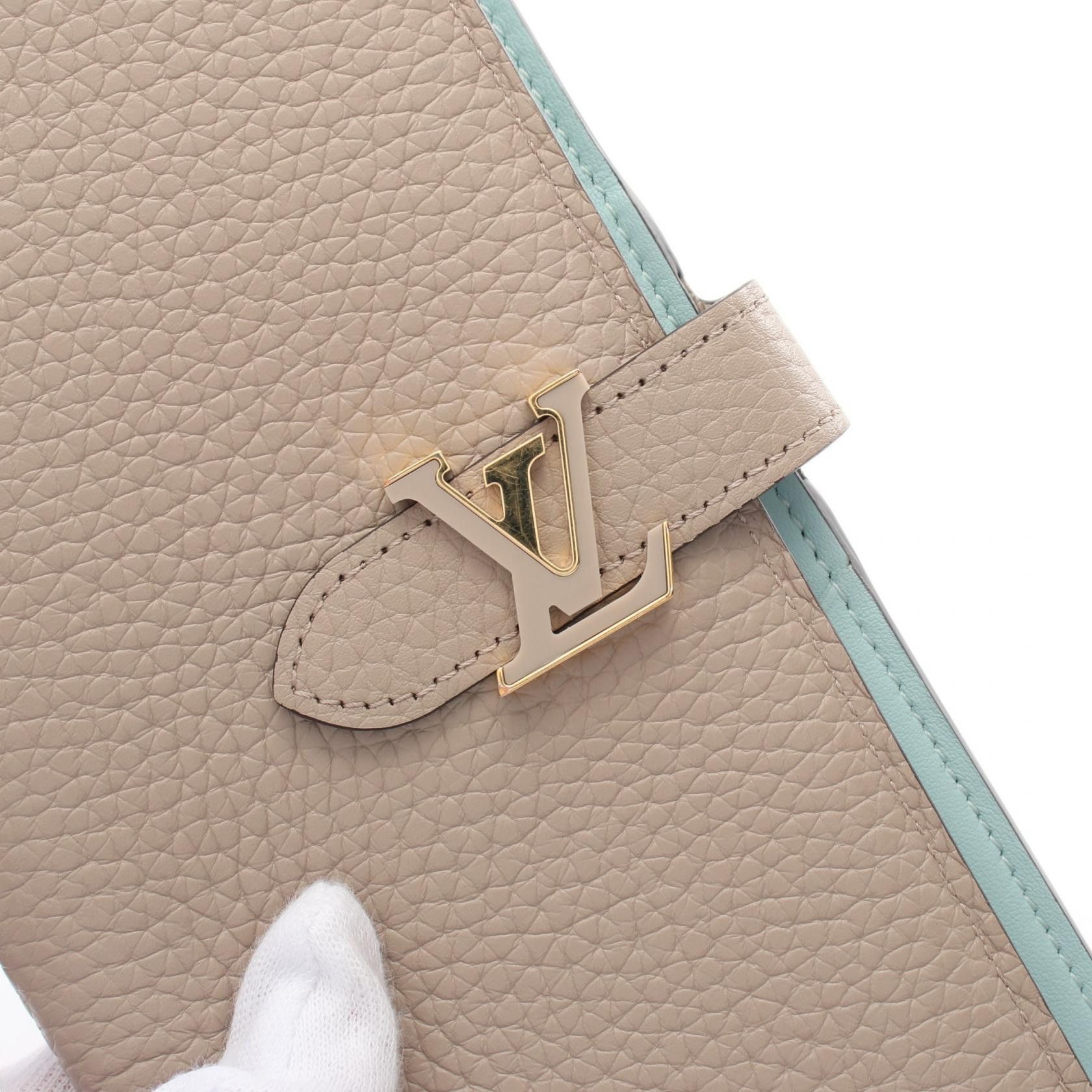 Louis Vuitton Louis Vuitton Lv Vertical Wallet Carré Bi-Fold Long Taurillon Leather Gray Beige Size ONE SIZE - 8 Thumbnail