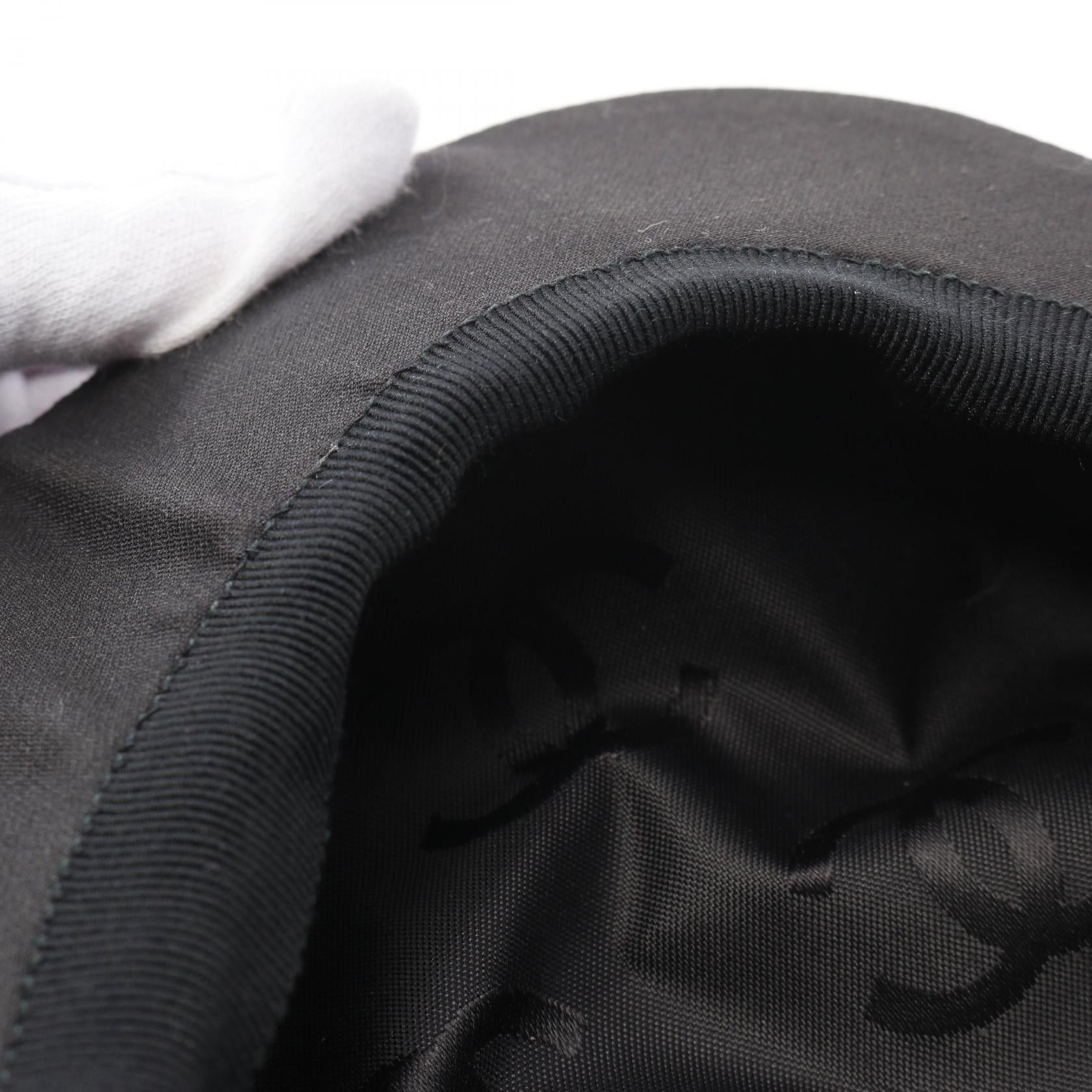 Chanel Chanel Hunting Cap Hat Logo Print Silk Black Size ONE SIZE - 6 Thumbnail
