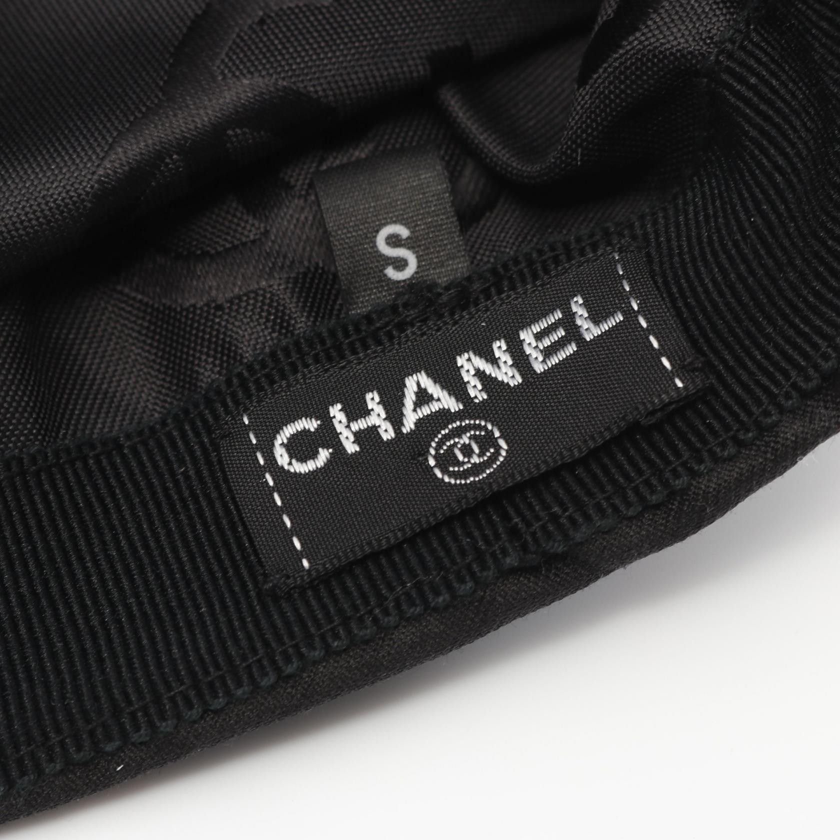 Chanel Chanel Hunting Cap Hat Logo Print Silk Black Size ONE SIZE - 4 Thumbnail
