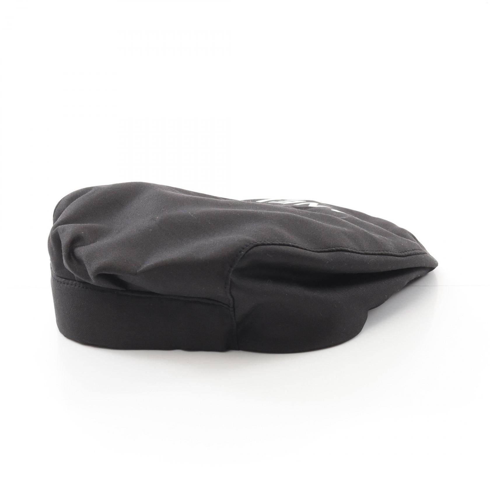 Chanel Chanel Hunting Cap Hat Logo Print Silk Black Size ONE SIZE - 2 Thumbnail