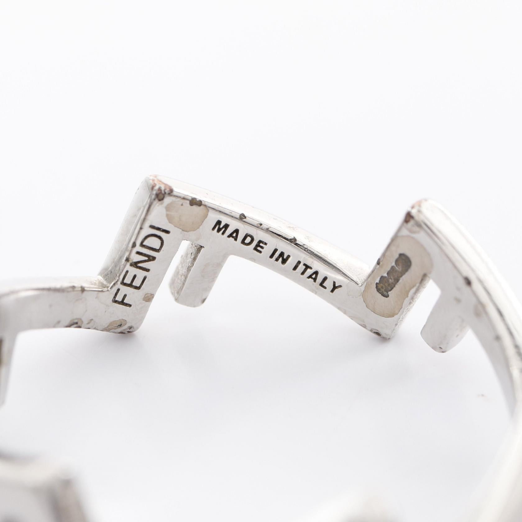 Fendi Fendi Five Rings Ring Rhinestone Silver Clear Size ONE SIZE - 4 Thumbnail